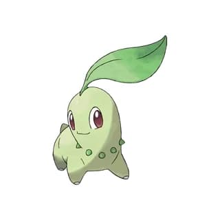 Chikorita, the Gen 2 Johto starter Pokémon, official artwork
