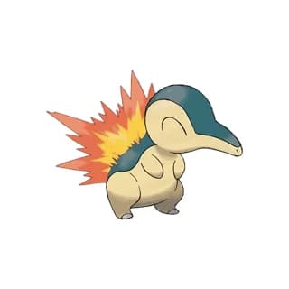 Cyndaquil, the Gen 2 Johto starter Pokémon, official artwork