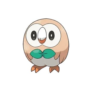 Rowlet, the Gen 7 Alola starter Pokémon, official artwork