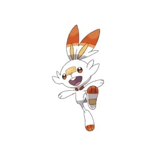 Scorbunny, the Gen 8 Galar starter Pokémon, official artwork