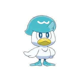 Quaxly, the Gen 9 Paldea starter Pokémon, official artwork