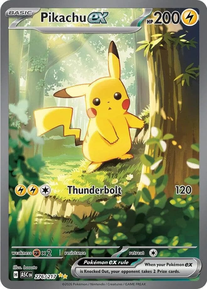 Pikachu ex 276/217, Special Illustration Rare, ME: Ascended Heroes (English) Pokémon card