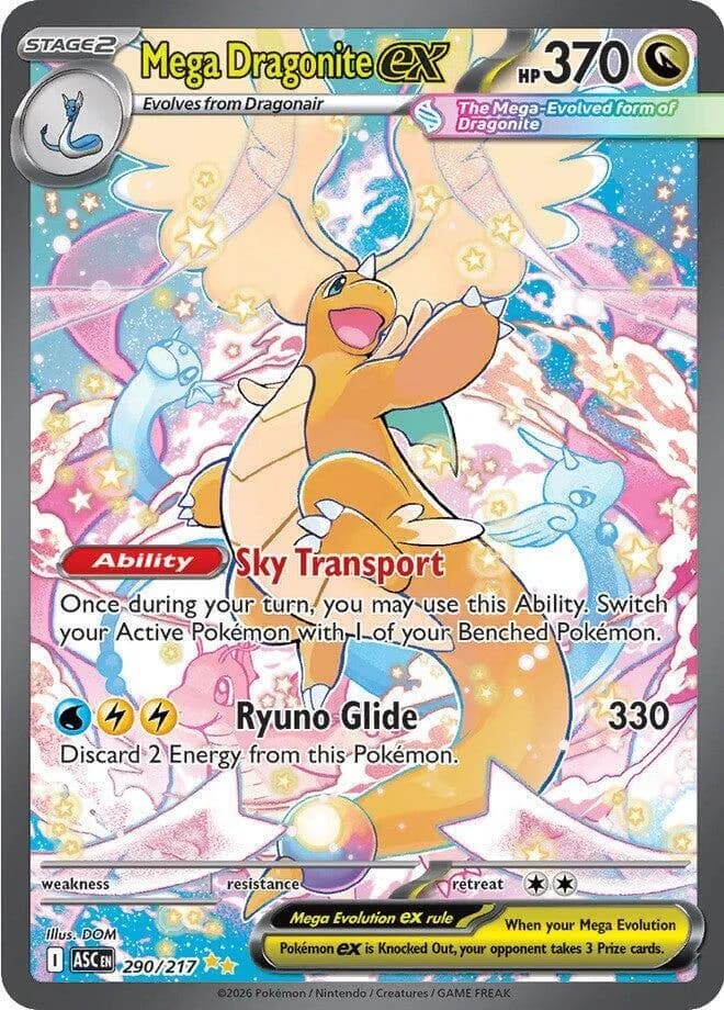 Mega Dragonite ex 290/217, Special Illustration Rare, ME: Ascended Heroes (English) Pokémon card