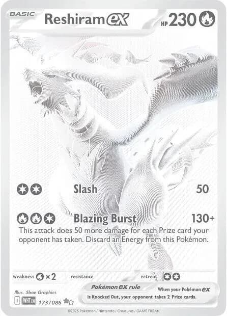 Reshiram ex 173/086, Black White Rare, SV: White Flare (English) Pokémon card
