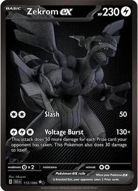 Zekrom ex 172/086, Black White Rare, SV: Black Bolt (English) Pokémon card