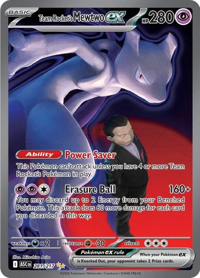 Team Rocket's Mewtwo ex 281/217, Special Illustration Rare, ME: Ascended Heroes (English) Pokémon card