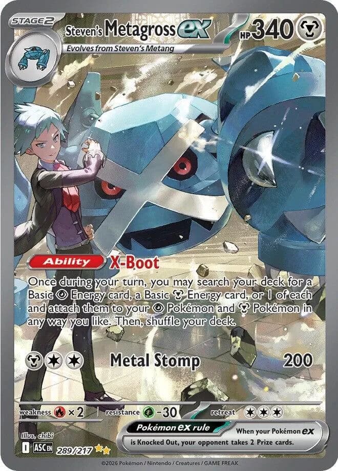 Steven's Metagross ex 289/217, Special Illustration Rare, ME: Ascended Heroes (English) Pokémon card